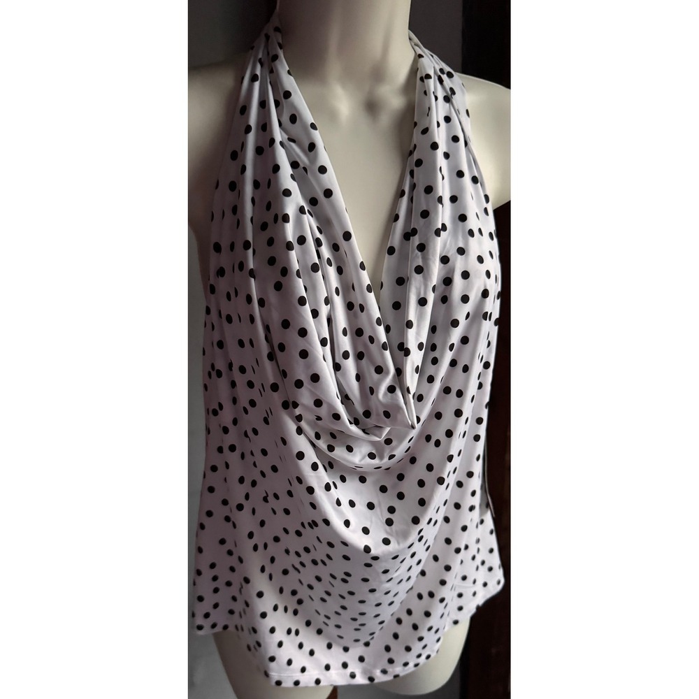 Wild Fable Polka Dot Cowl Neck Halter Top Cream Black XXL NWT
